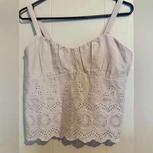 URBAN ROMANTICS WOMEN LARGE‎ Elegant Eyelet TANK/Camisole %100 cotton BOHO INDIE